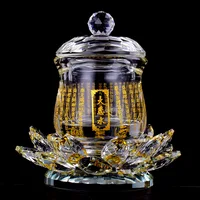 Buddhist Temple Ornament Crystal Lotus Seat Colorful Lotus Great Compassion Mantra Holy Water Cup Crystal Cup Bowl Buddhism Item 1