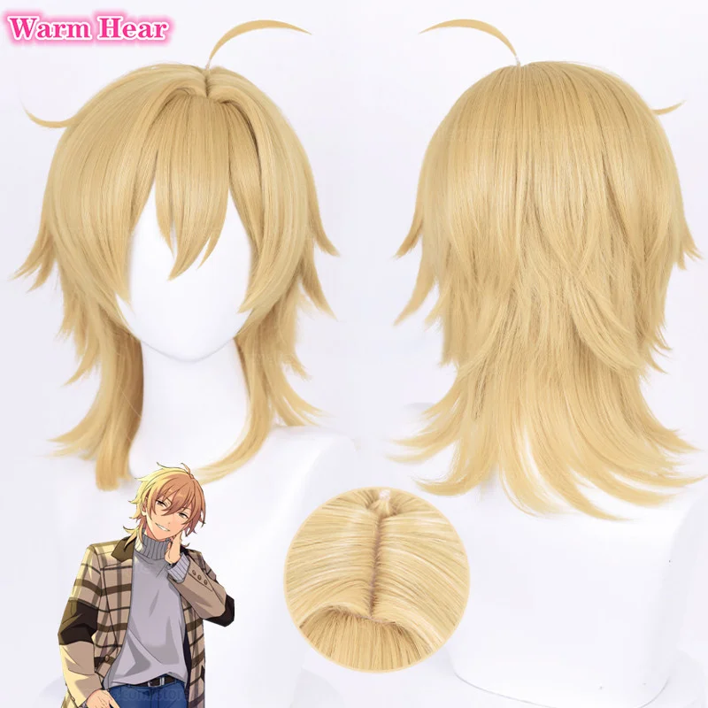 

Парик для косплея по мотивам игры ES Hakaze Kaoru, длина 2022 дюйма, 40 см, золотой льняной парик, термостойкие волосы парики для вечеринок на Хэллоуин + шапочка для парика