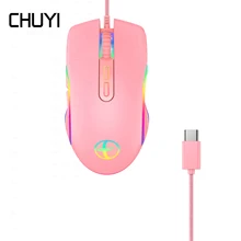 

RGB Wired Gaming Mouse pink LED Light Type C Programmable 4 Backlight Mause Computer With 3200 DPI 7 Button Mice For PC