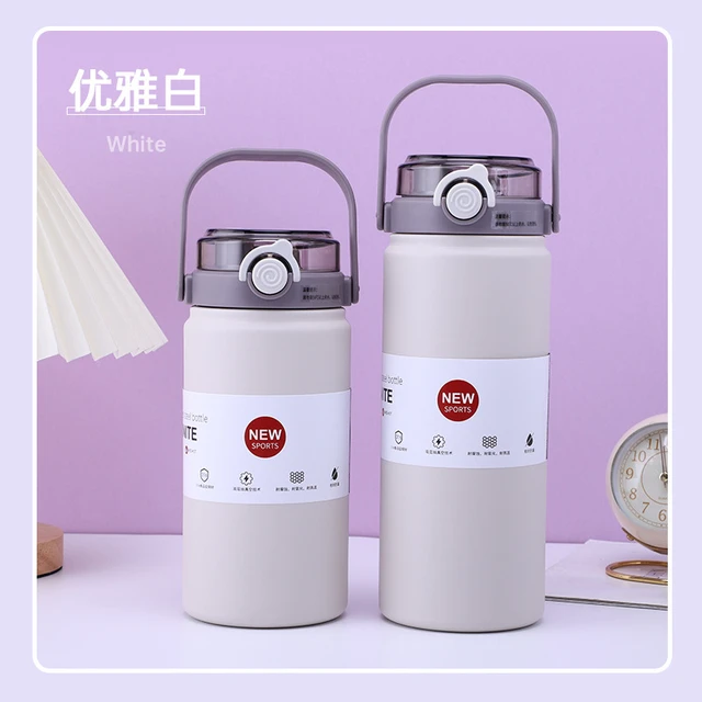 1L Stainless Steel Thermal Water Bottle Thermoses Vacuum Flask With Straw  Tumbler Portable Cold Hot Drinks Thermos Cup Fitness