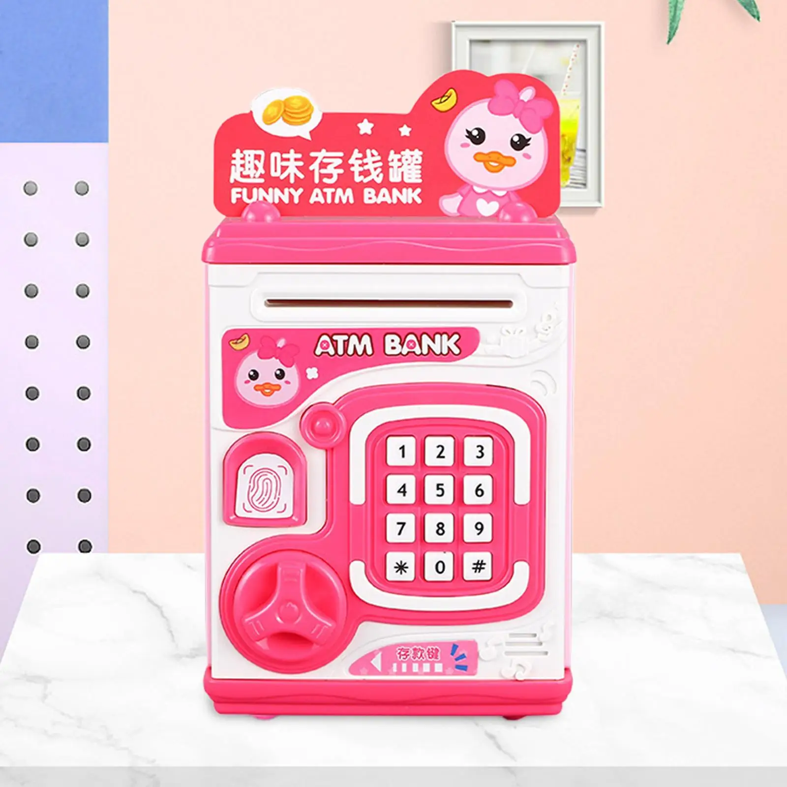 

Electronic Piggy Bank Fingerprint Lock Auto Scroll Paper Boys Girls Children
