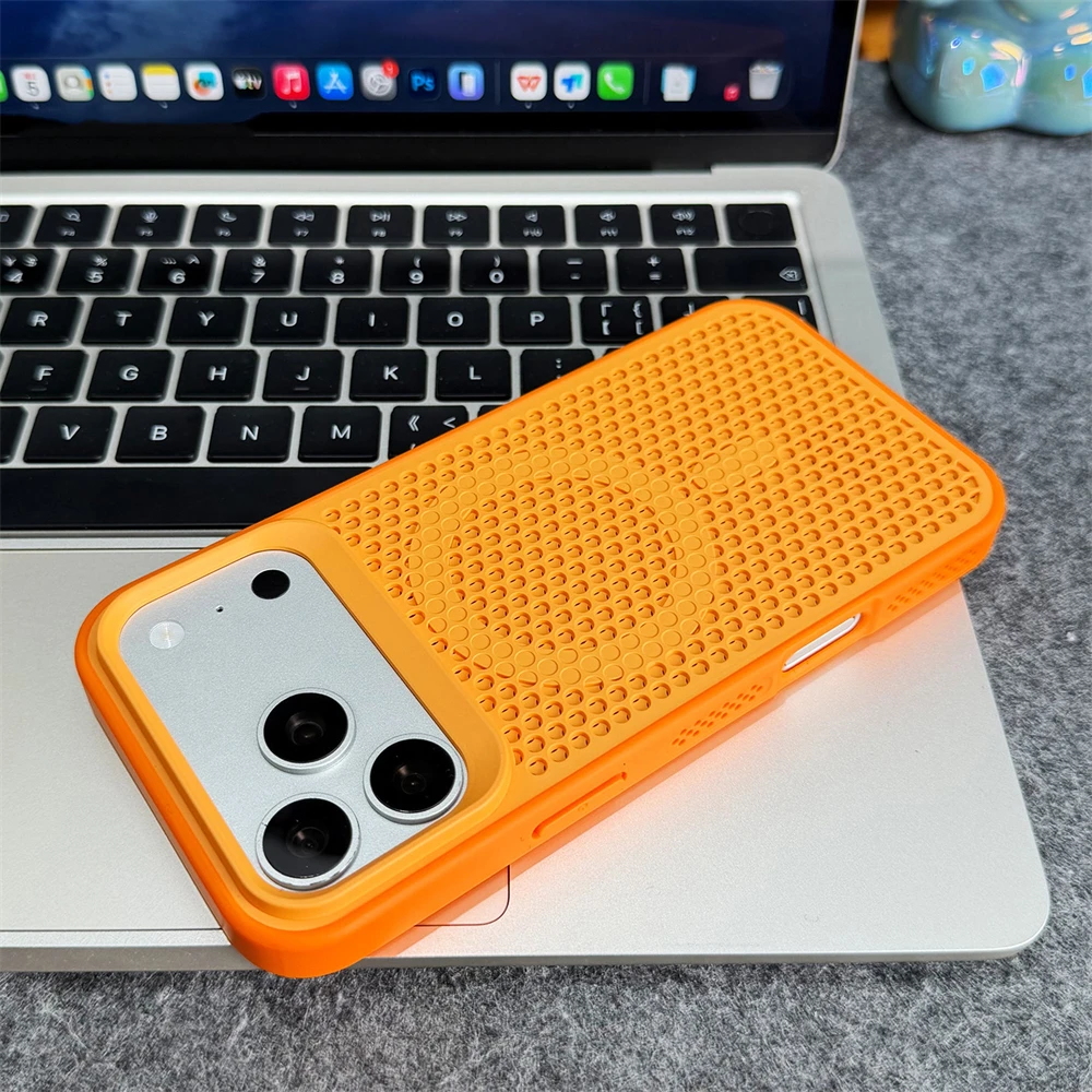 Honeycomb Heat Dissipation Shockproof Case with Magsafe-Compatible Magnetic Breathable Cover