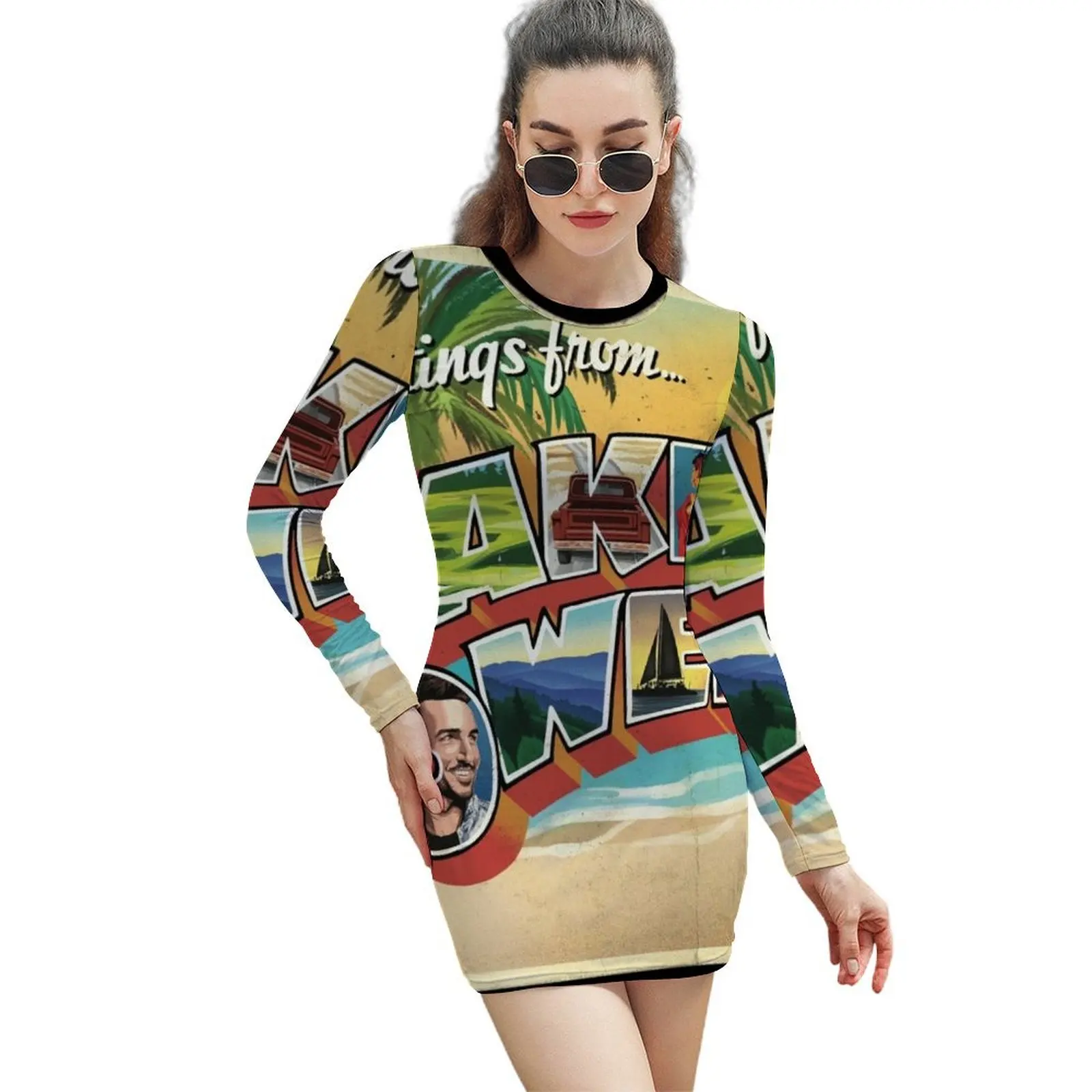 

Женское платье-футляр с длинным рукавом, лето 2024