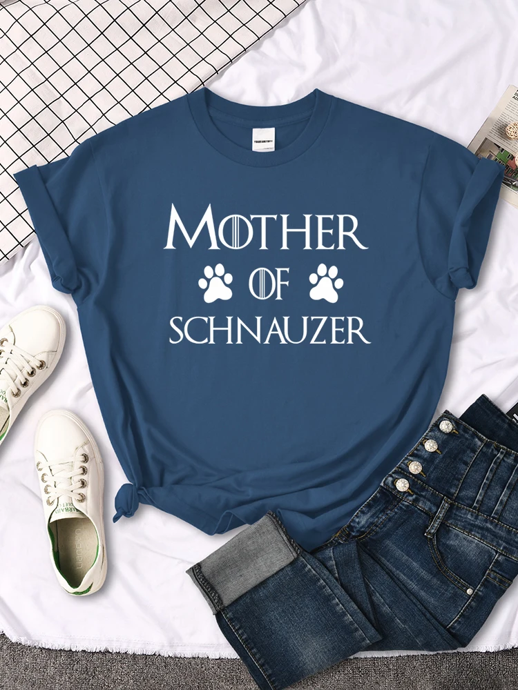 

Mother Of Schnauzer Cute Claw Print T-Shirt Street Hip Hop T-Shirt Niche Comfortable Tshirt Round Neck Hipster Streett-Shirts