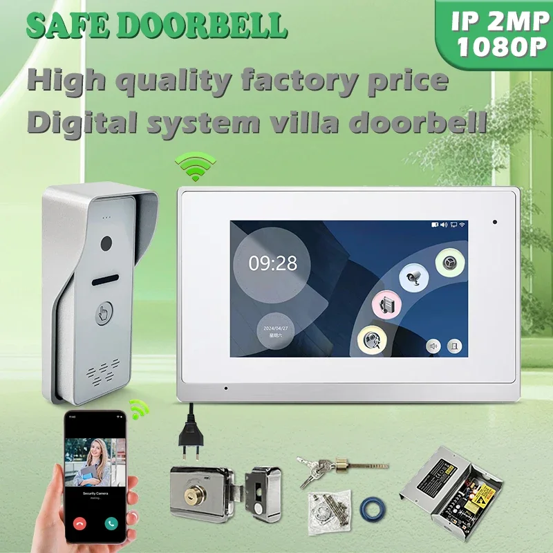 

Flash Sale 7 inch Wifi Tuya Wifi Surveilla Cameras Remote Video Doorbell Security Access control kit door phone IP intercom