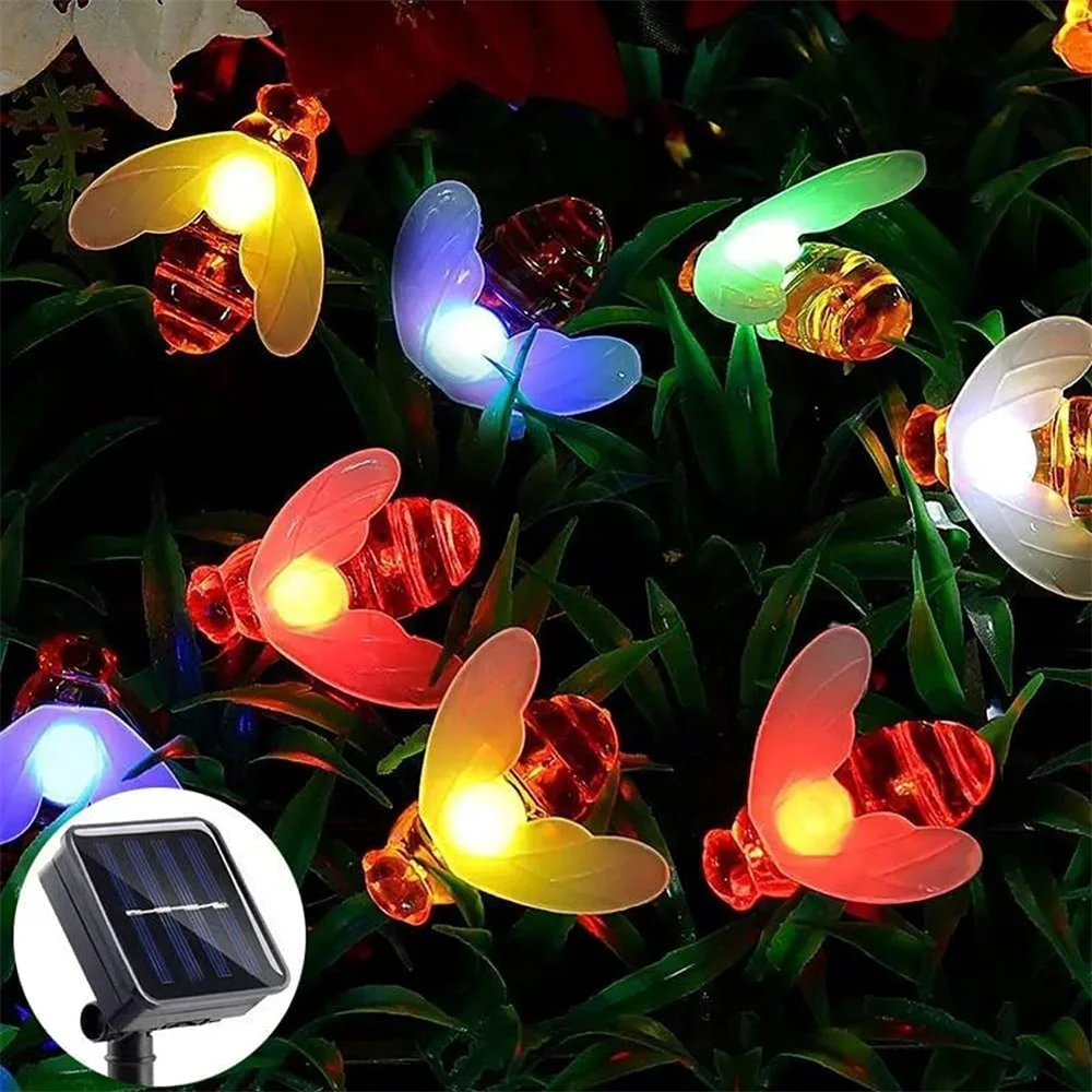 Honey Bees Decor 50 Led Solar String Lights Outdoor Waterproof Per Giardino Esterno Decorazioni Primaverili Natalizie Multicolor 8 Modalità
