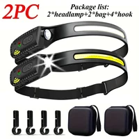 USB Rechargeable Head Torch Induction Headlamp COB LED Sensor Head Lamp Built-in Battery Flashlight 5 Lighting Modes Headlight