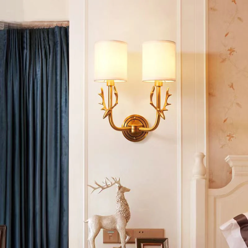 OUFULA American Brass Wall Lamp Indoor Living Room Bedroom Bedside Lamp Retro villa Hotel Corridor Hallway Wall Lampl Lamp 4