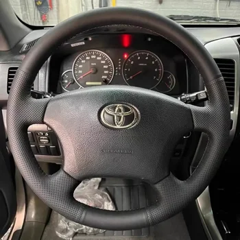 DIY Car Steering Wheel Cover Microfiber Leather For Toyota Land Cruiser Prado 120 Tacoma 4Runner Hilux Highlander Car Interior