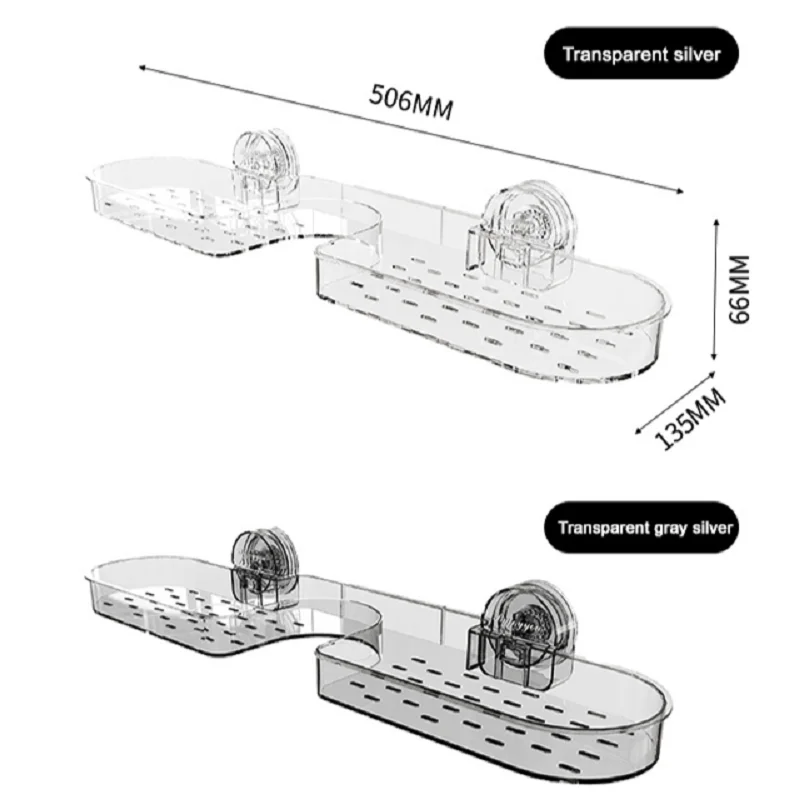 Sink Shelf Suction Cup Wall Mounted Nopunch Bathroom Storage Shelf Bathroom  Faucet Storage Shelf in Front of Mirror 6