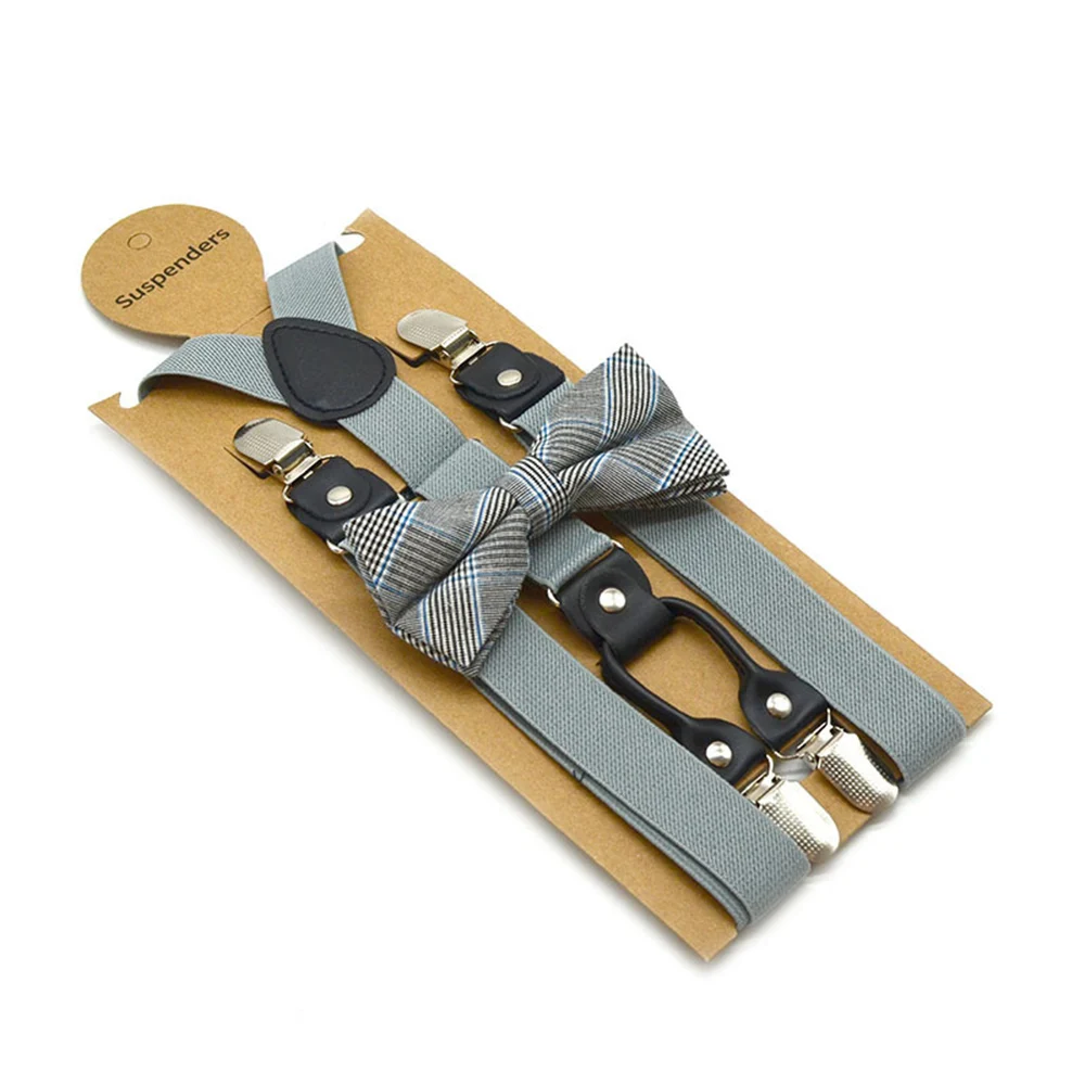 Solid Color Bowknot Elastic Leather Suspenders Braces Men Women Adjustable Straps For Wedding Suit Skirt Accessories Gift