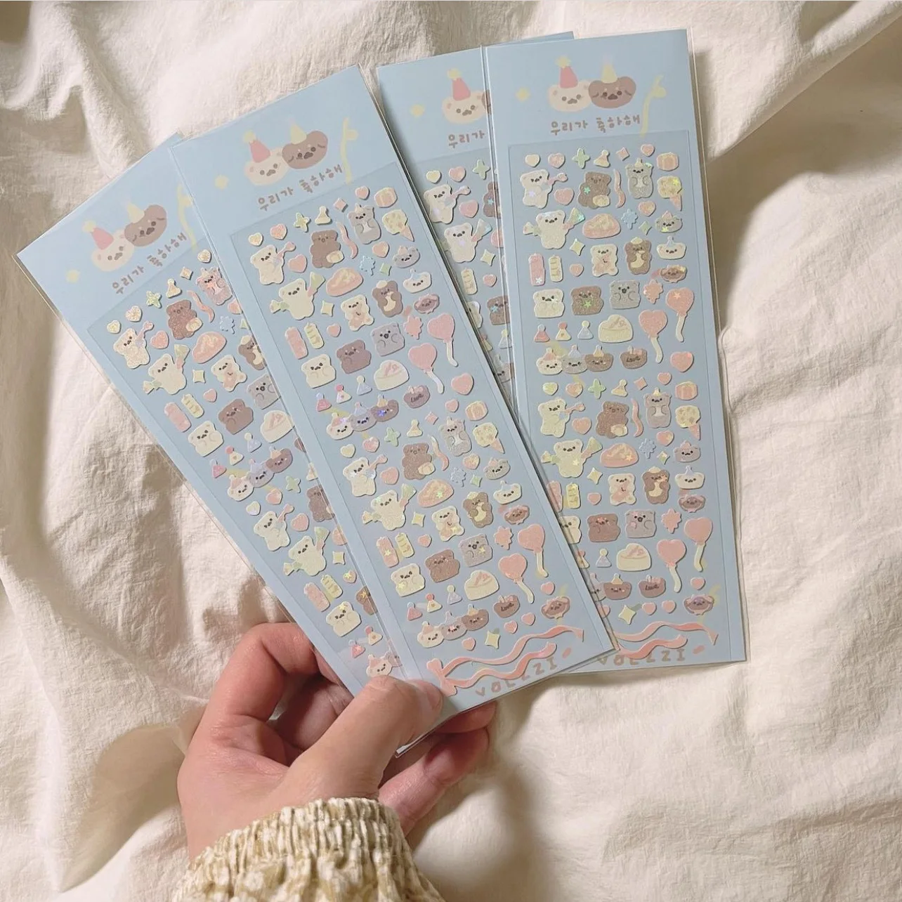 Cute Stickers Korean Laser Bling Cartoon Bear Scrapbooking DIY Phone Journal Photo Girls Handwork Gift