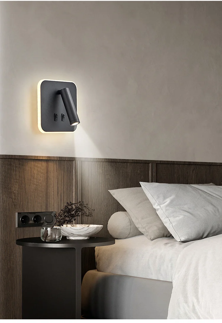 Description Picture 2 of item3W 8W Nordic Indoor Rotatable LED Reading Wall Lamp Corridor Wall Lamp Bedroom USB Charging Bed Wall Lamp Home Appliance