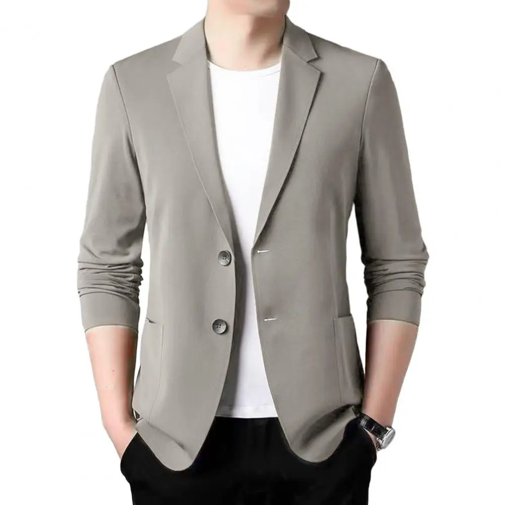 Men Lightweight Suit Coat Men's Formal Summer Suit Coat with Lapel Double Buttons Business Jacket with Straight Pockets