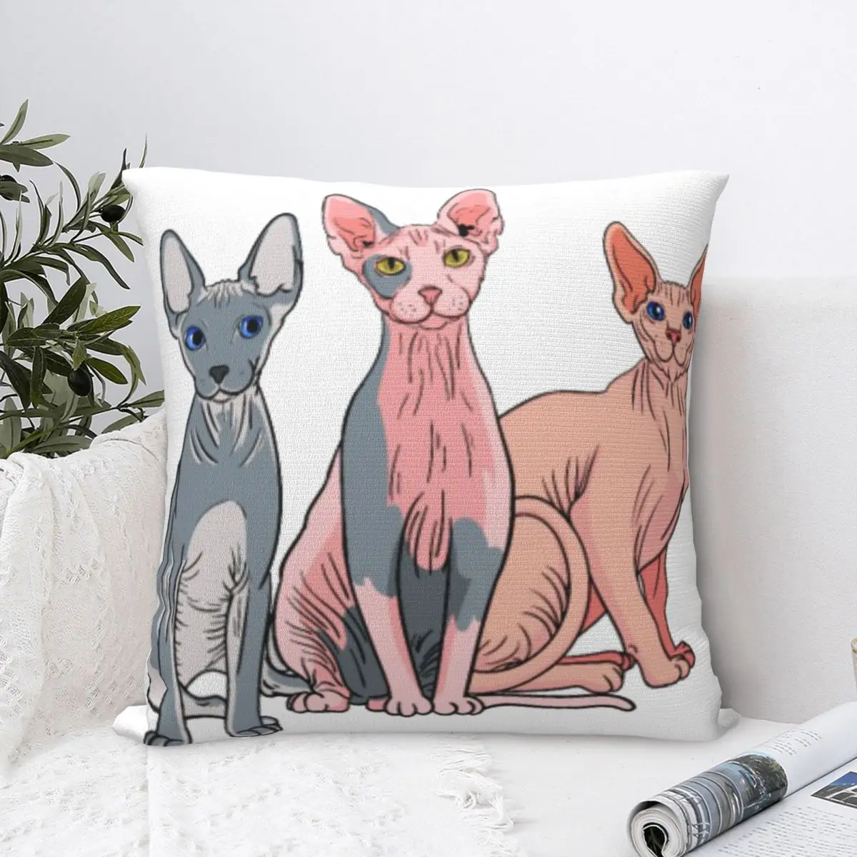 

Sphynx Cat Celebrate Diversity Square Pillow Case for Sofa Throw Pillow