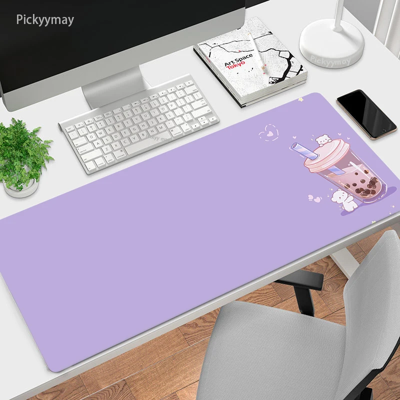 Bonito Anime Mouse Pad Matcha Verde Mats Esteira de Escritório Computador e Deskmat Tapete de Mesa Kawaii Rosa xl - Imagem 5