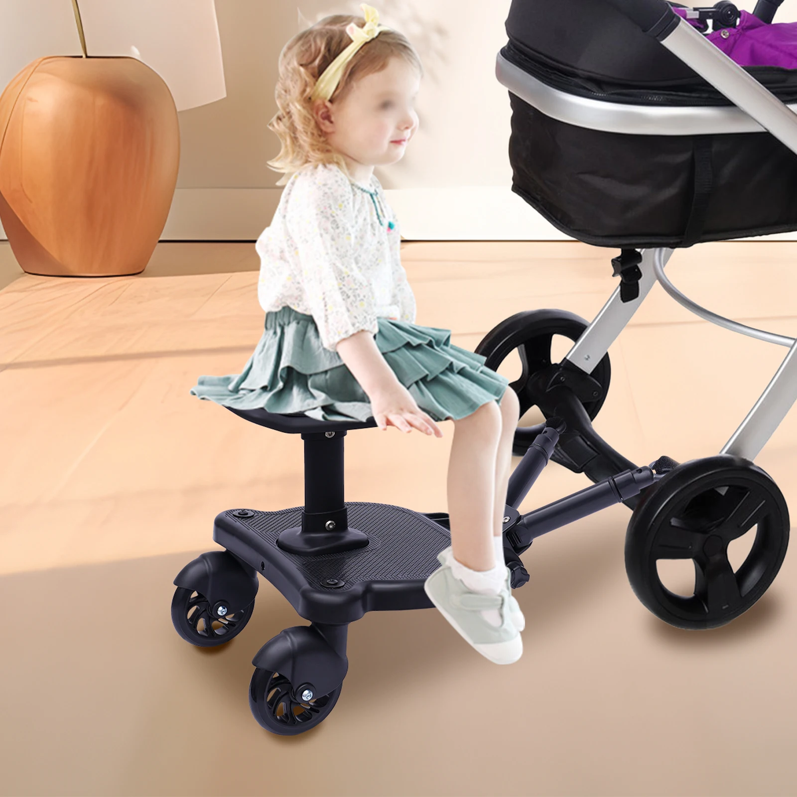 Amaca Per Passeggino Secondo Bambino Tavola Universale Con Sedile, Pedana Per Passeggino, 2 In 1, Dispositivo Di Fissaggio Per Seggiolino Per Bambini, Carico Massimo Di 25 Kg Pedana Passeggino