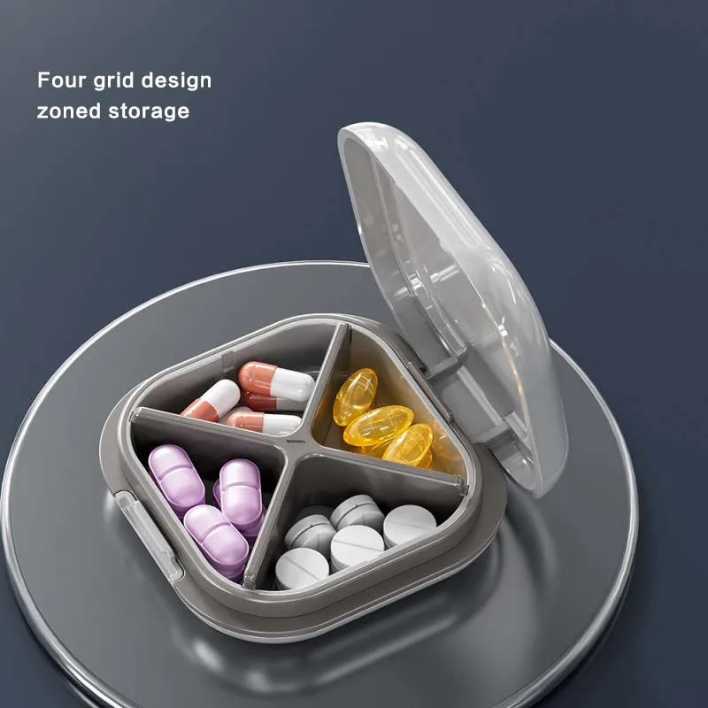 Compact Outdoor Travel 4-Compartment Pill Organizer and Storage Box