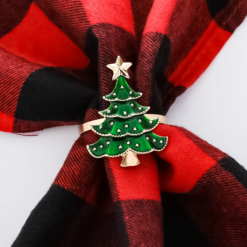 Christmas Napkin Rings Metal Napkin Holder Xmas Tree Deer Buckle for Party Table Decor Navidad New Year 1/3Pcs napkin ring christmas napkin holder