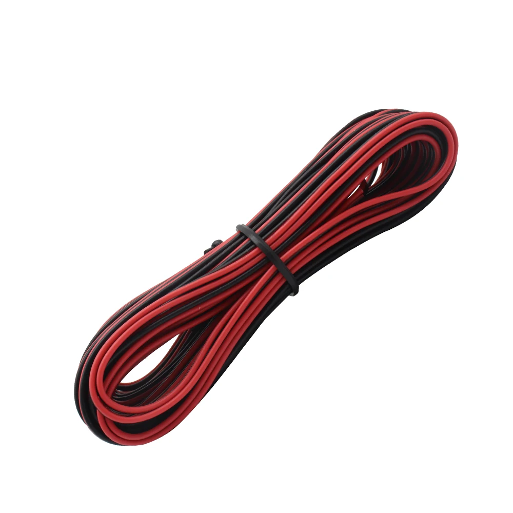 전선 레드 블랙 익스텐션 케이블 라인, 12V 24V 2835 5050 단색 COB 스트립 조명용, 2 핀 22AWG, 5M, 10M, 20M