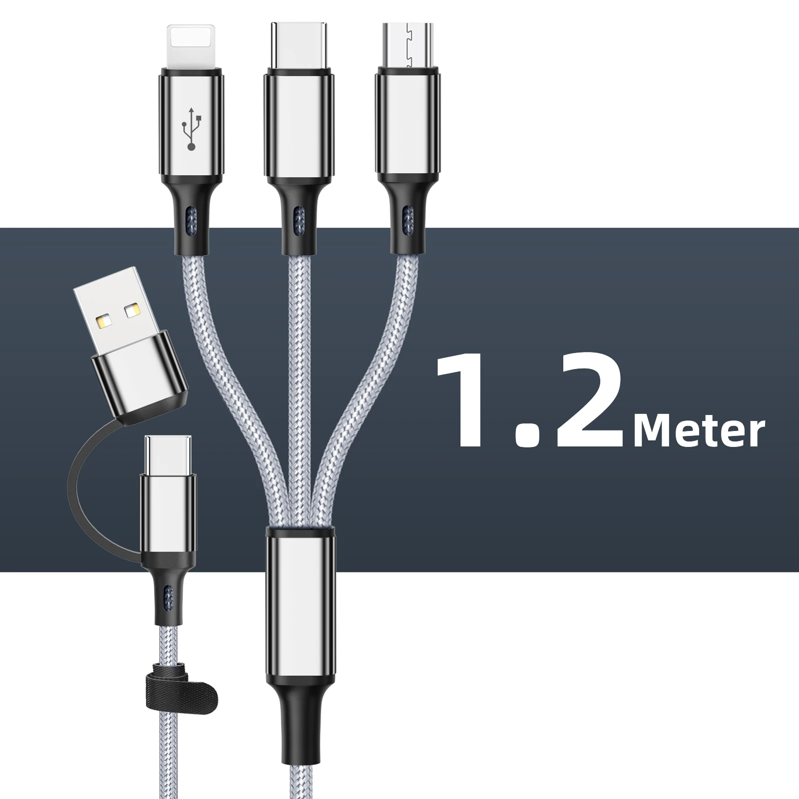 Cables USB CABLING ® chargeur multiple câble de données multi-ports usb  câble de charge rapide 3 a pour câble de charge 3 a lightning micro usb  type c noir