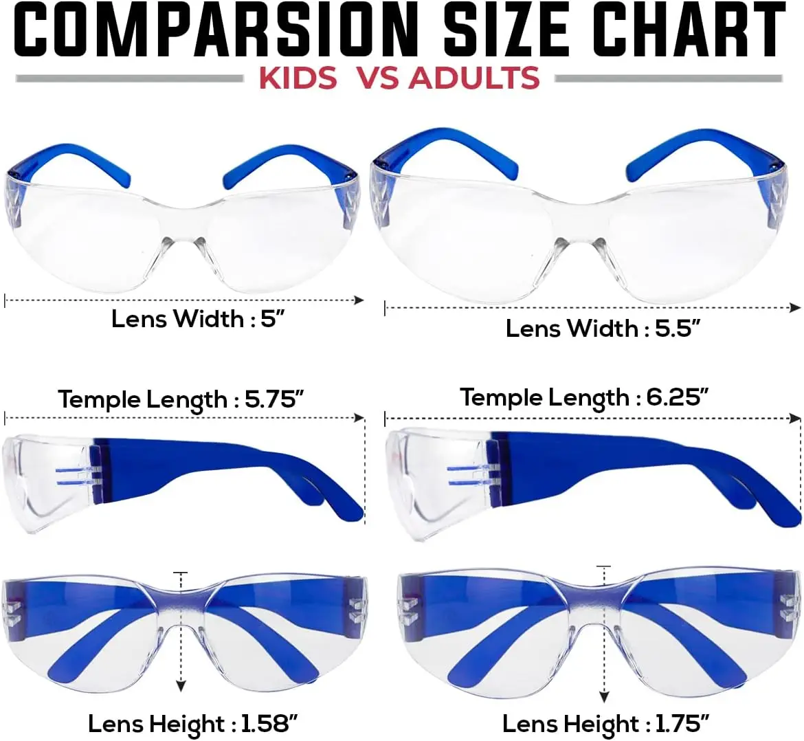 Kids Safety Goggles Anti-Splash & Dustproof Protective Glasses Colorful Frame for Toy Water Guns Lab Use Outdoor Play