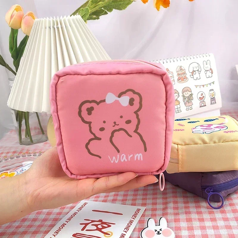 Small Storage Bag Cartoon Sanitary Napkin Bag Women Pouch Napkin Cosmetic Bags Organizer Ladies MakeupBag Girls Hygiene Pad Bags storage bag