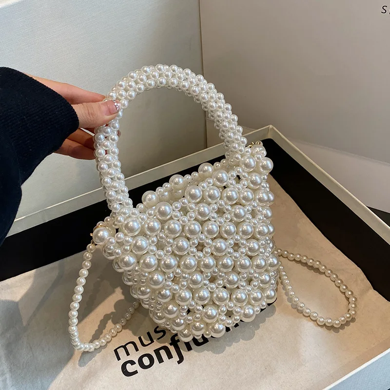 2023 New Korean Handmade Beaded Pearl Bag Woven Small Coin Purses