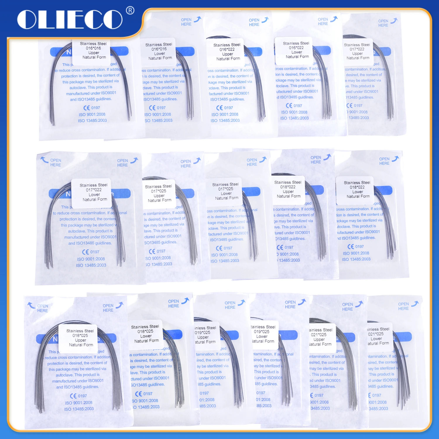 

100pcs=10packs Dental Orthodontic Stainless Steel Rectangular Oval Form Arch Wire Natural Form Lower Upper Arcwire