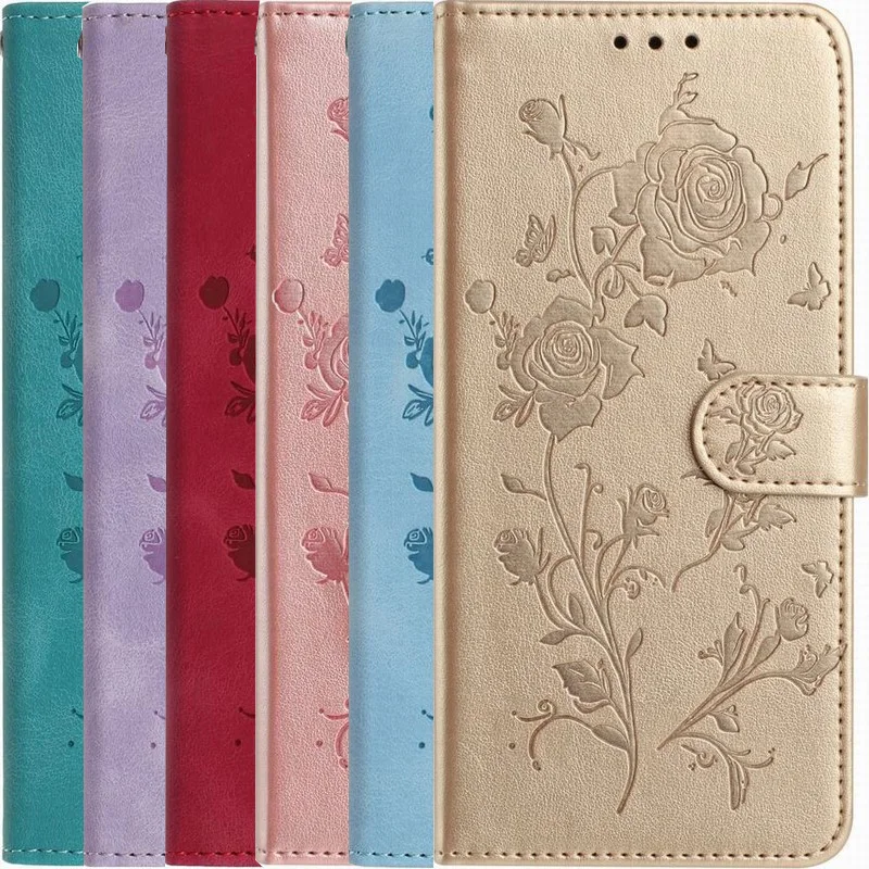 Floral Rose Design Wallet Phone Case