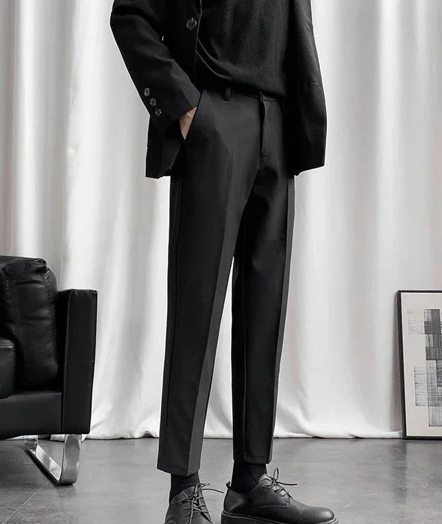 Description Picture 5 of itemWork Man Suits Pants Office Draped Fluid Slim Fit Trousers for Men Tressed Stylish Summer 2024 Formal Korean Reviews Many Cheap