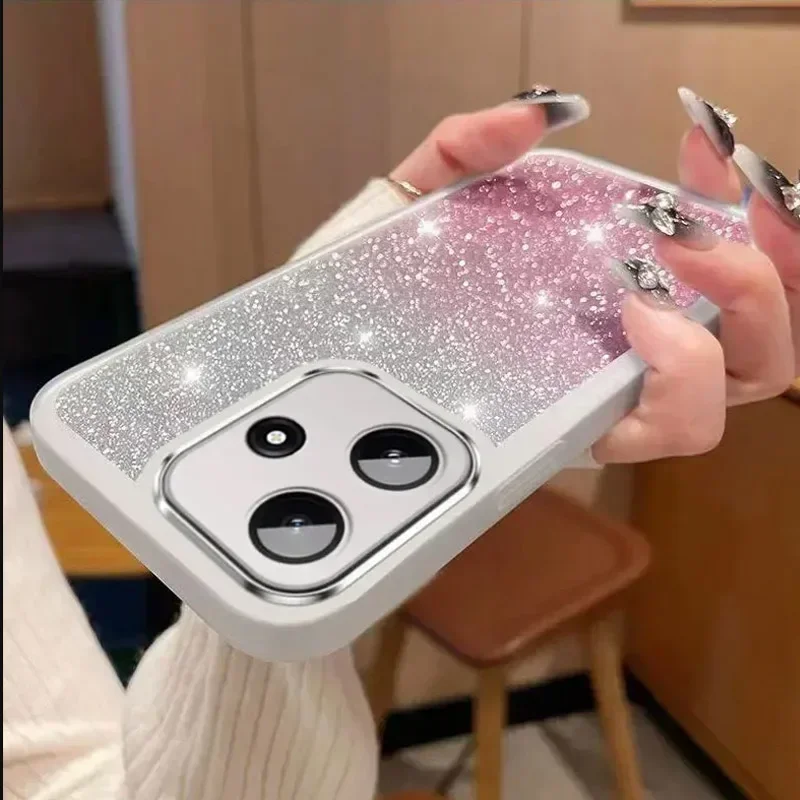 Glitter Phone Case with Built-in Lens Protection Film