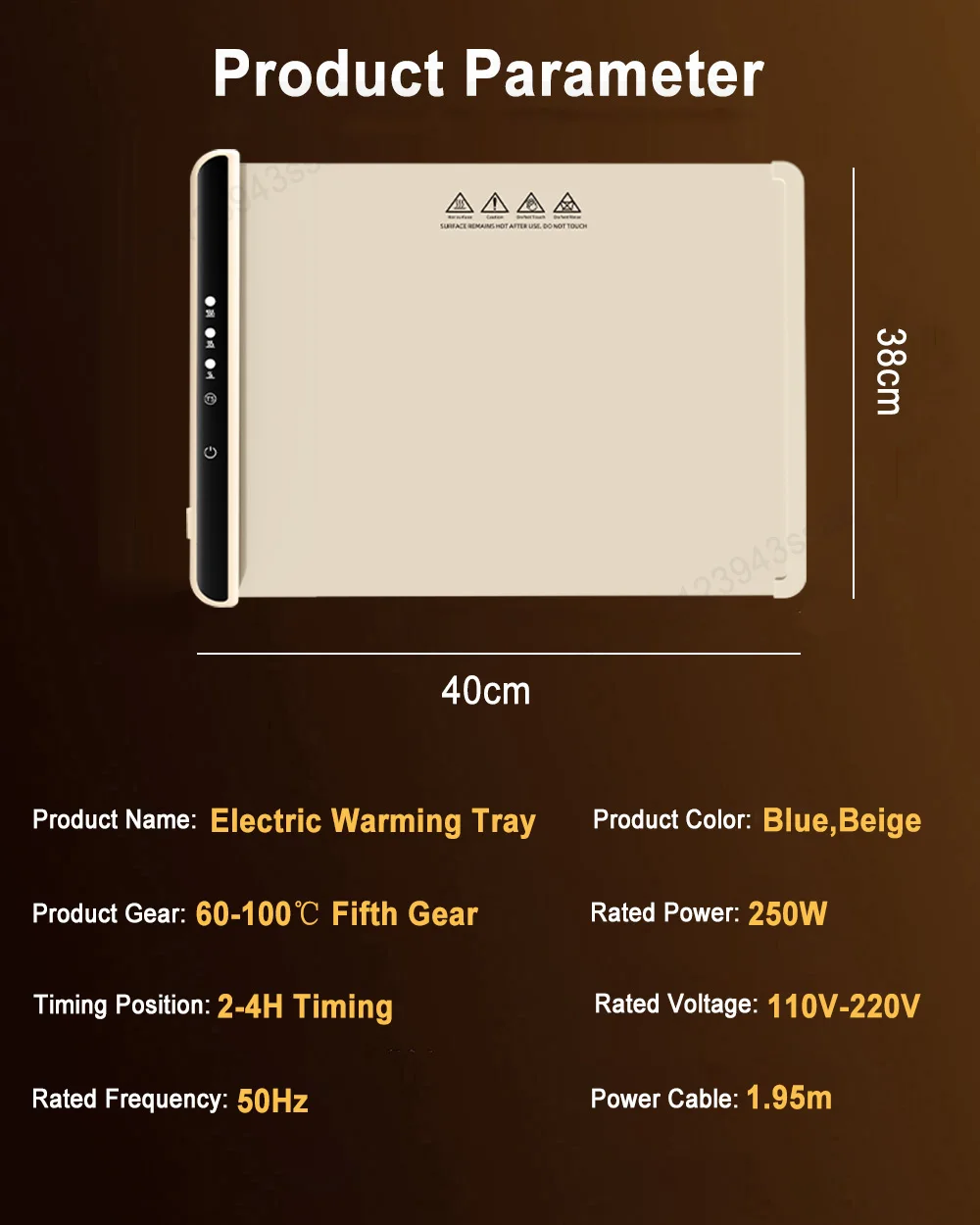 Electric Warming Tray Foldable Food Warmer Fast Heating Portable Dining Table Warmer Food Warmer Mat with Full Surface Heating