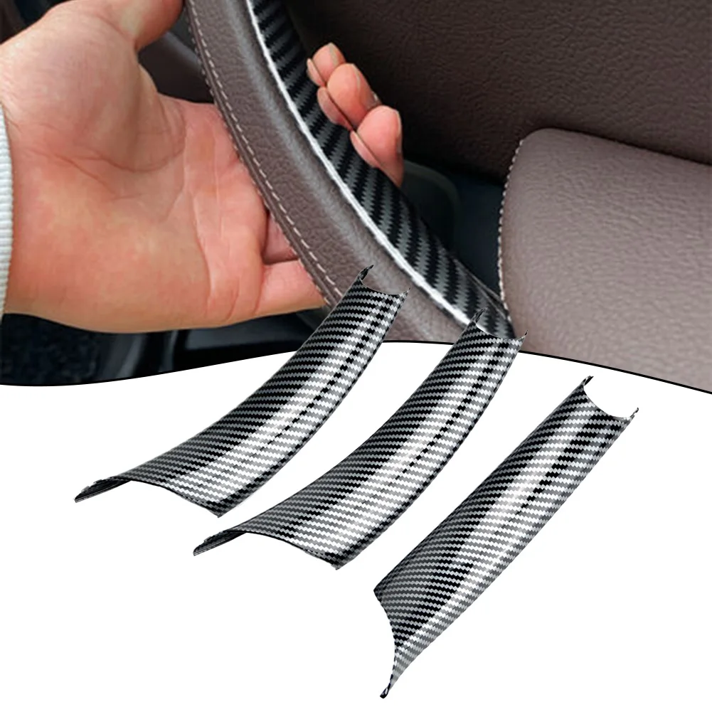 3pcs/Set Car Interior Door Handle Covers Carbon Fiber Look Decorations