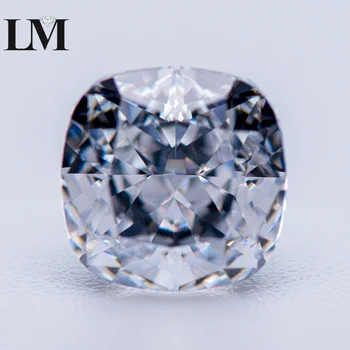 큐빅 쿠션 모양 DIY 쥬얼리 제작 재료용 합성 지르콘 보석, 4k 분쇄 아이스 컷, 화이트 컬러, 실험실