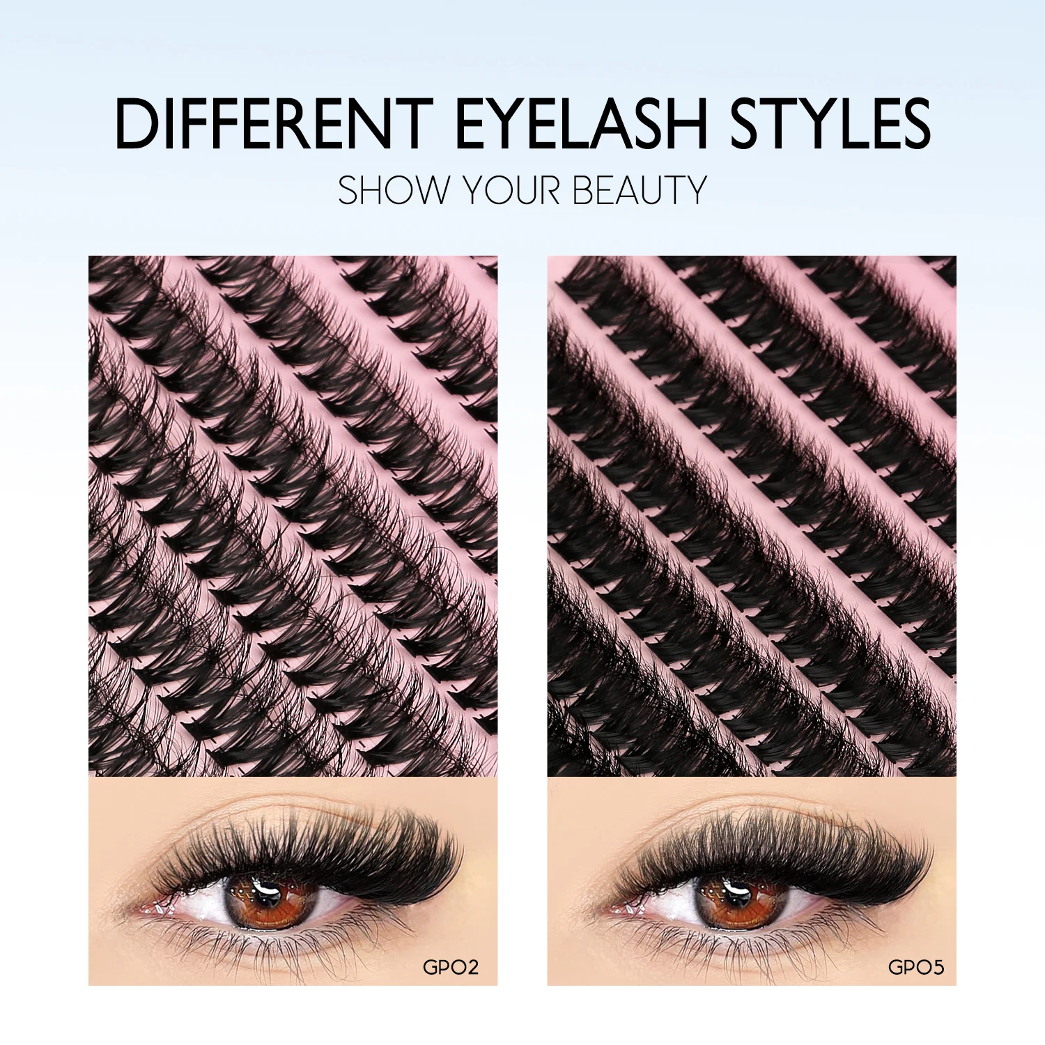 Makeup Set GROINNEYA Lash Clusters Set Individual Eyelashes Cilias DIY Lashes Extension