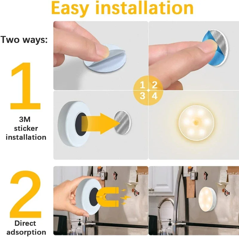 Babominimer Luce Notturna LED con Sensore di Movimento e Supporto Magnetico, Lampada da Parete Ricaricabile USB per Corridoio, Camera da Letto, Scale, Armadio, Installazione Semplice, (Colore RGB