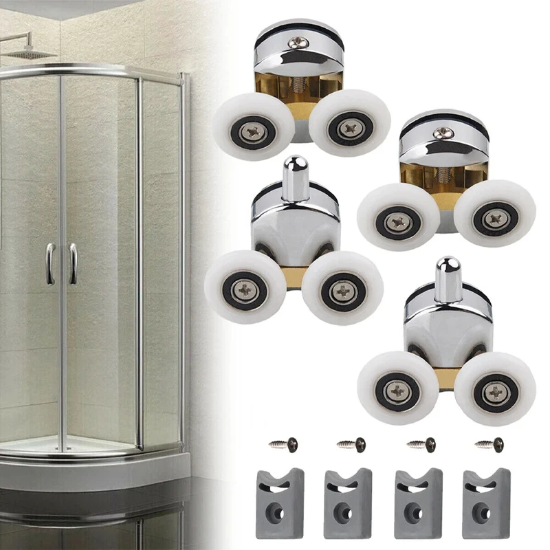 Description Picture 2 of item4/8Pcs Shower Screen Door Rollers Zinc Alloy Runners Wheels Twin Top Replacement Shower Wheel Runner Pulleys for 12-14mm glass