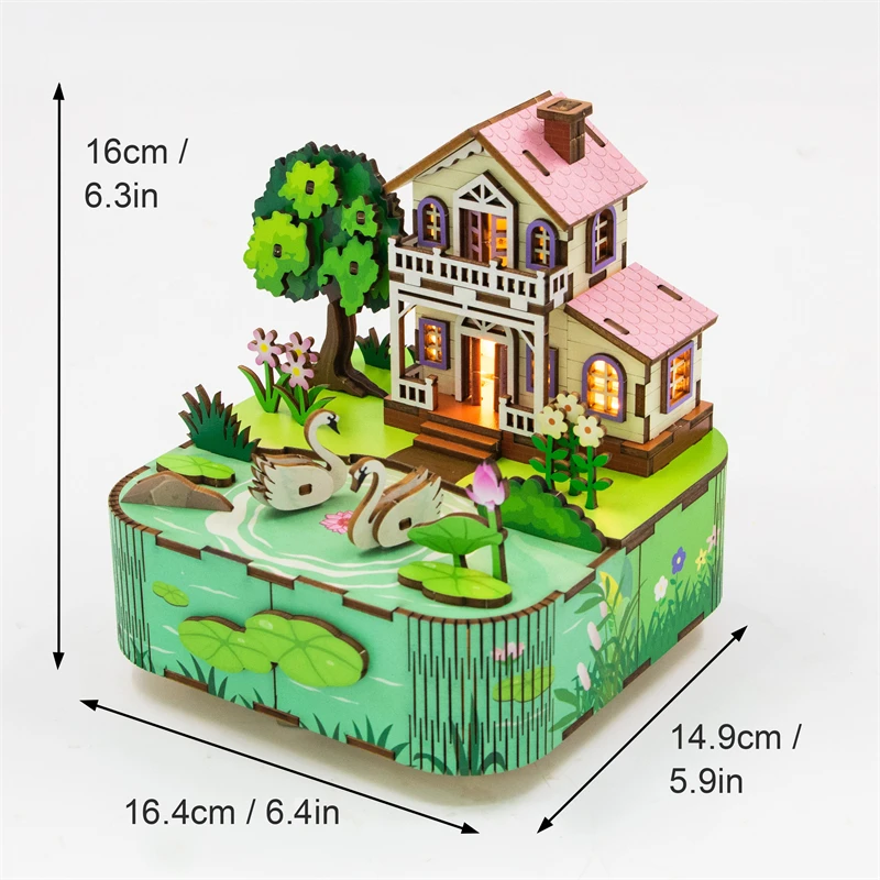 회전목마 오르골 미니어처 모델 키트 직소 퍼즐 선물 홈 데코 DIY 3D