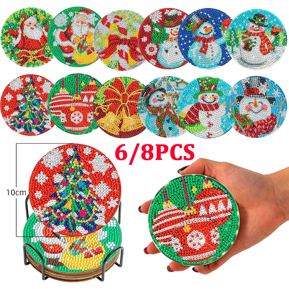 6Pcs DIY Diamond Painting Coaster Kit 5D Diamond Painting Glassware Coaster  Snowman Santa Claus Xmas Diamond Painting Decor - AliExpress