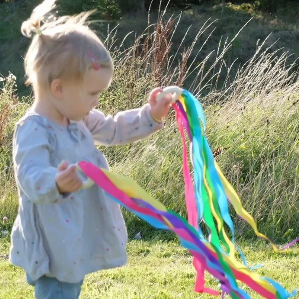 2pcs Kids Outdoor Toy Montessori Style Sensory Toy Running Dance Ribbon Ring BPA-free Newborn Upwards Develop Colour Recognition