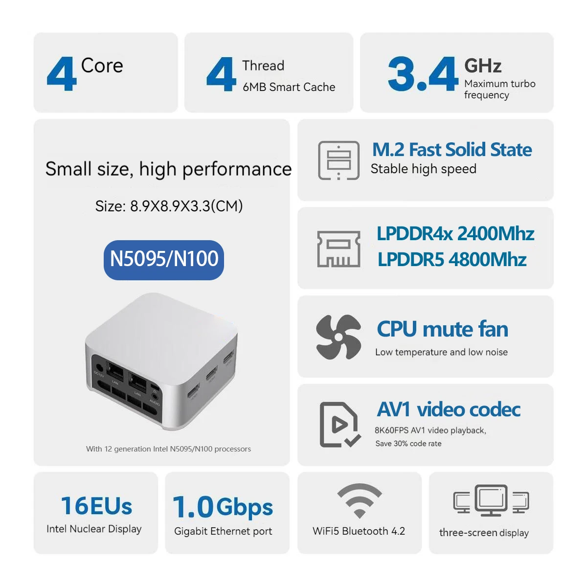 FIREBAT T8 Pro Plus Mini PC Intel Celeron N5095 N100 Desktop Gaming Computer 8GB 16GB 256GB 512GB DDR4 DDR5 WIFI5 BT4.2 3