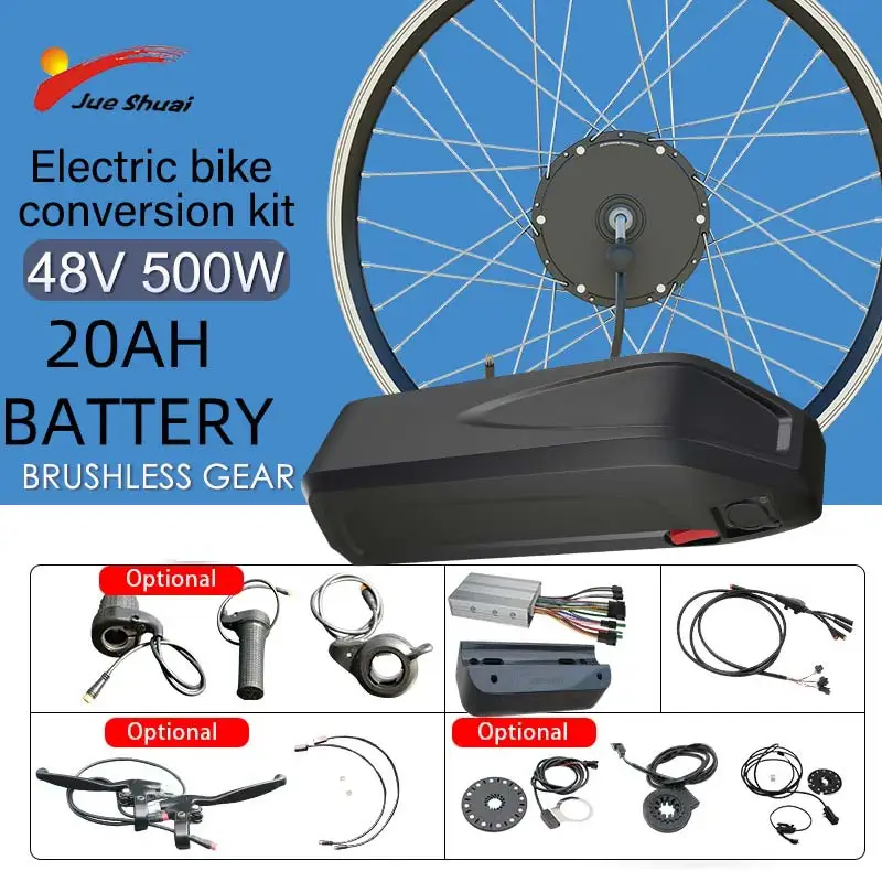 

20AH Battery Electric Bike Motor Kit Complete Bicycle Brushless Gear Hub Electric Bike Conversion Kit with Complete Accessories