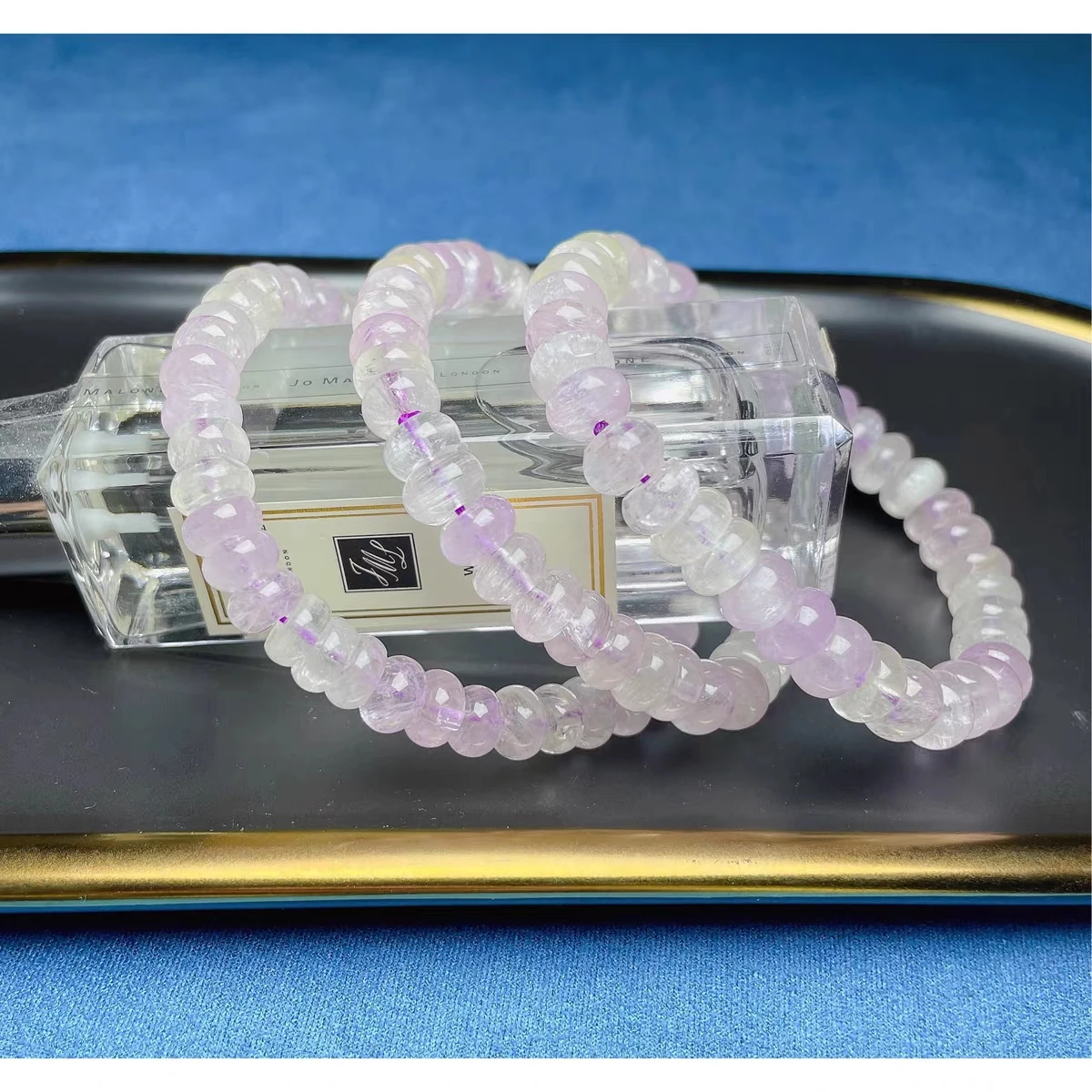 

Natural Purple Kunzite Clear Abacus Round Beads Bracelet 7.5mm Crystal Women Beads Kunzite Rarest Bracelet Cat Eye AAAAAA