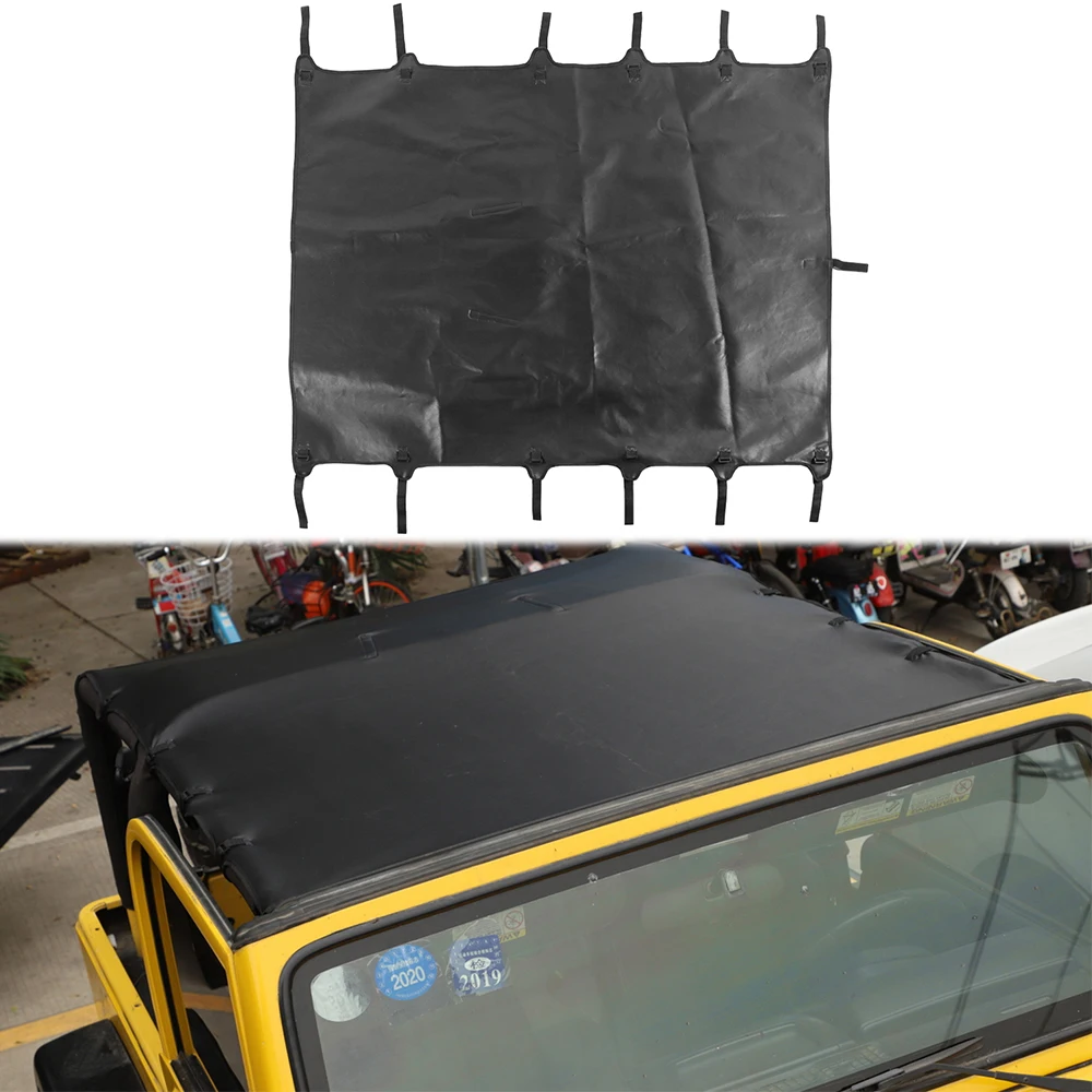 

Leather Soft Roof Top Cover for Jeep Wrangler TJ 1997-2005 2006 Car Sunshade Anti UV Sun Covers Exterior Accessories Black