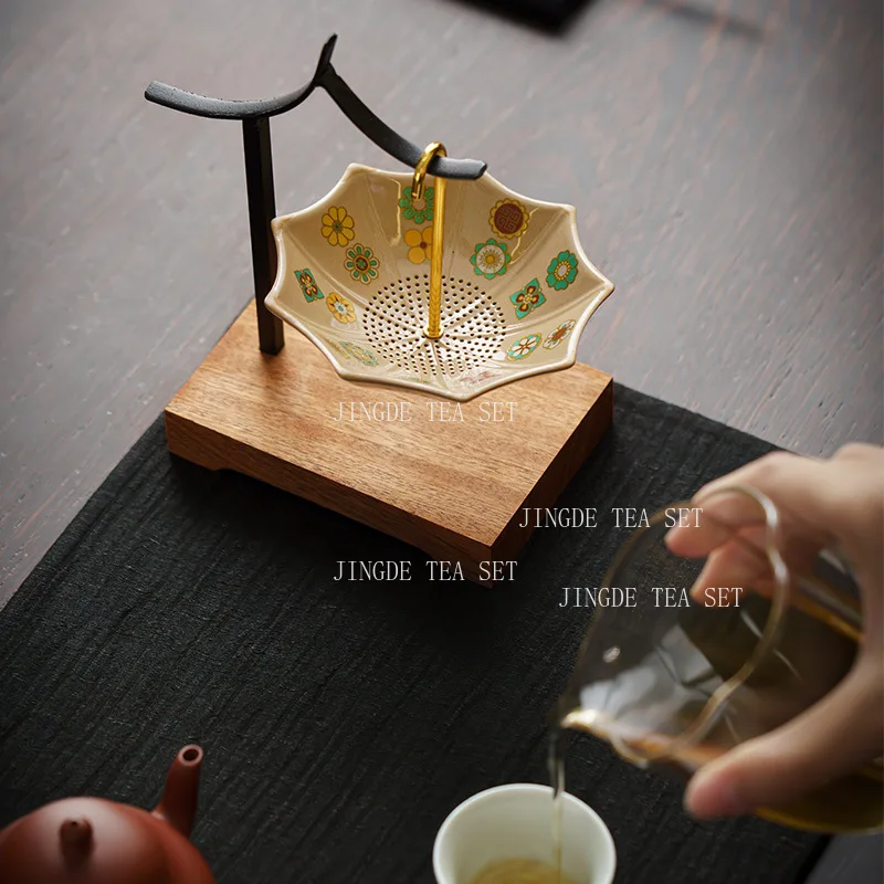 Ceramic Umbrella Tea Filter Set Creative Tea Separation Filter Home Desktop Decoration Ornaments Tea Ceremony Accessories