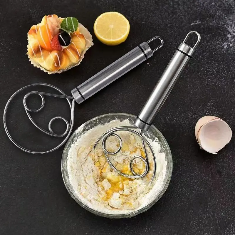 Danish Dough Whisk Stainless Steel Dutch Style Bread Dough Hand Mixer Kitchen Baking Tools