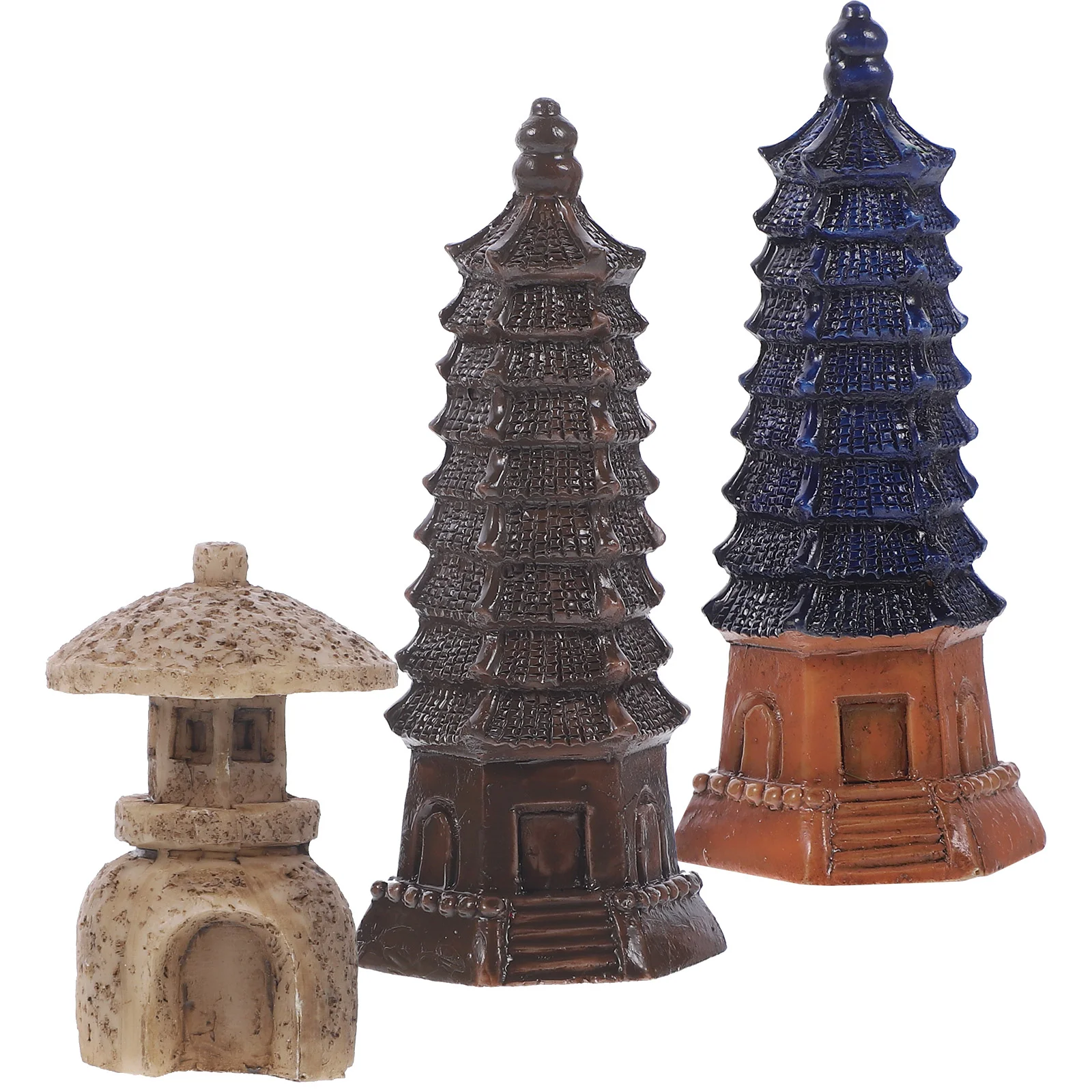 

3 Pcs Office Desk Accessories Mini Garden Ornaments Model Indoor Decor Pavilion Statue