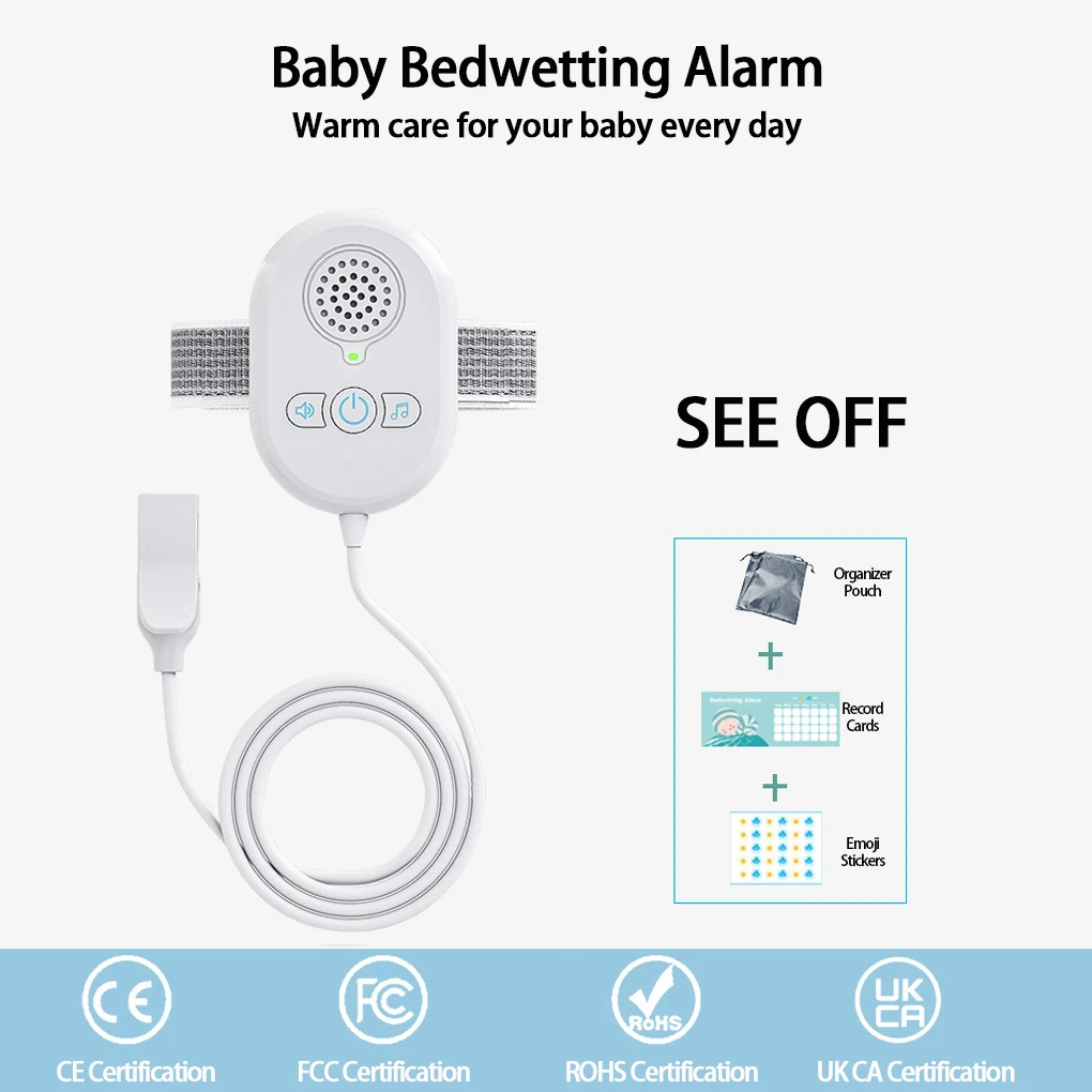 USB Rechargeable Bedwetting Alarm for Baby Pee Alarm with Sounds and Vibration Bedwetting Sensor for Kids Adults