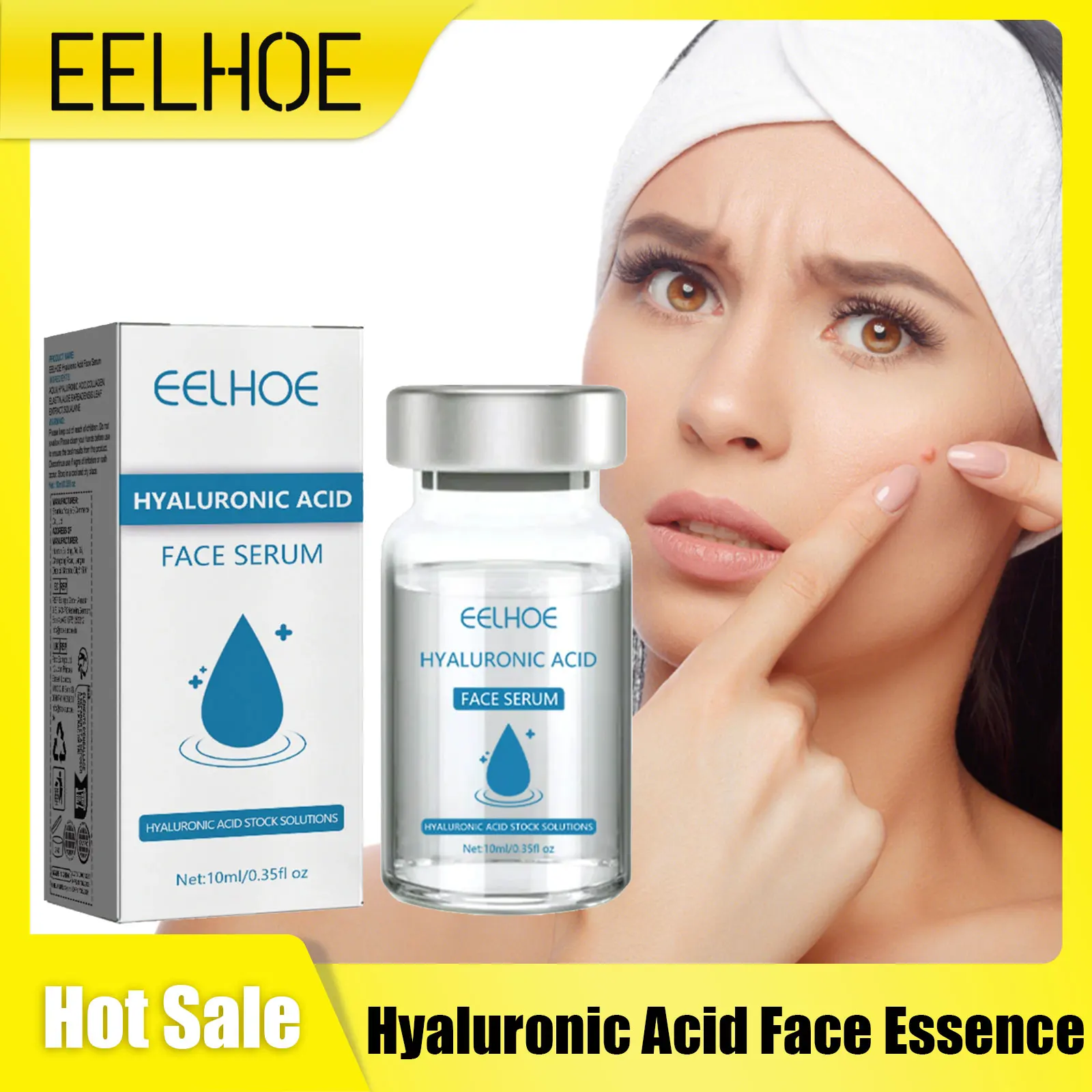 Hyaluronic Acid Face Essence Deeply Moisturizing Lifting Firming Fade Fine Lines Repair Damaged Skin Brighten Care Serum 10